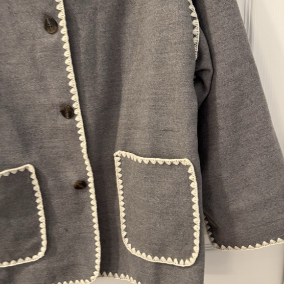 Commense Jacket Womens XXL Contrast Trim Grey Pockets Casual Elegant Long Sleeve - Picture 2 of 7